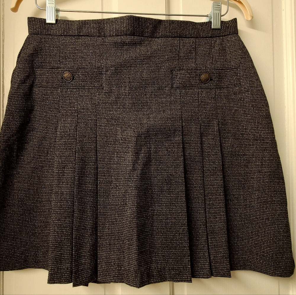 Loft Houndstooth Brushed Flannel Pleated Pocket Skirt Size 8 NWT - Picture 3 of 7